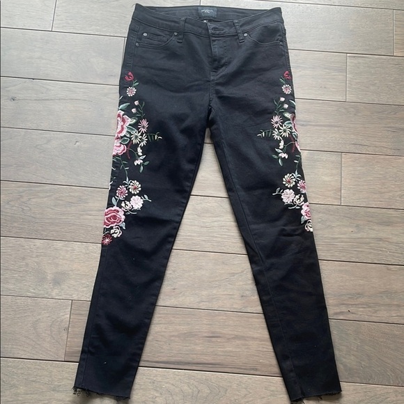 Celebrity Pink Denim - Celebrity pink Floral Embroidered Black Jeans